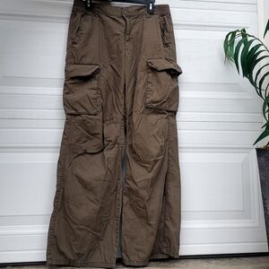 H&M Women's Brown Wide Leg Cargo Jeans